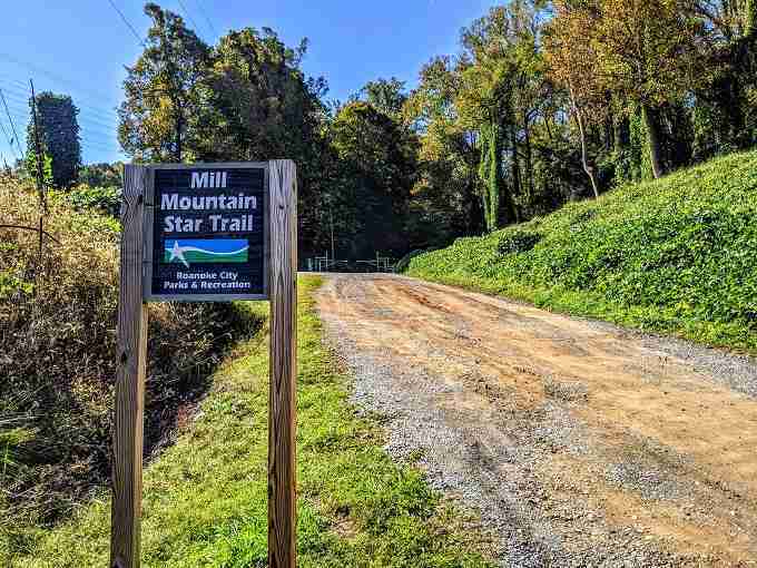 sign for Mill Mountain Star trail