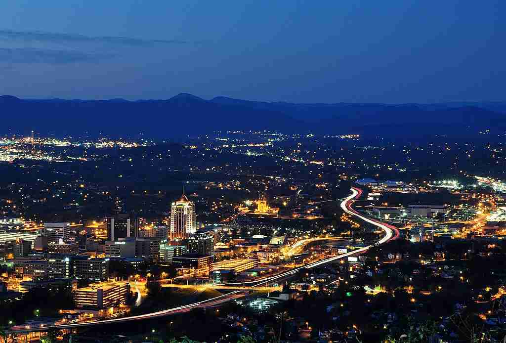 Roanoke VA at night