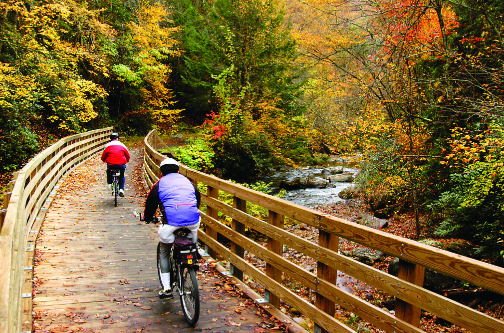 Cyclists on the Virginia Creeper Trail