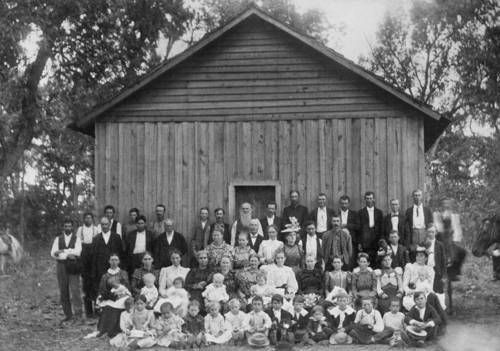 Historic Appalachian community gathering used to illustrate Appalachian family history.
