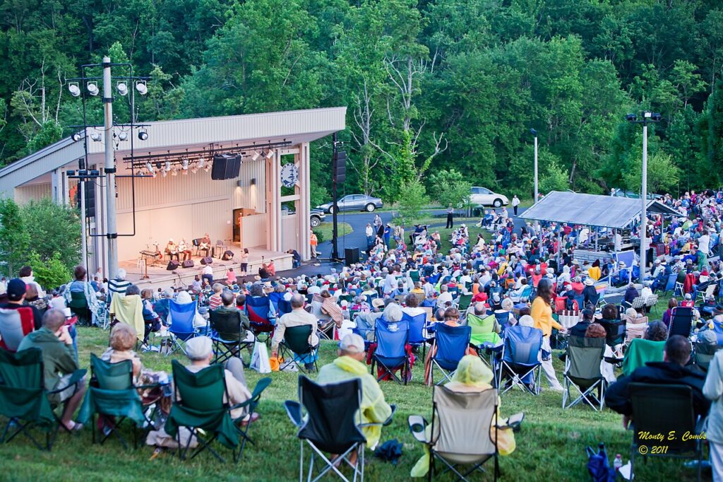 Outdoor concert at the Blue Ridge Music Center amphitheater on The Crooked Road in Virginia