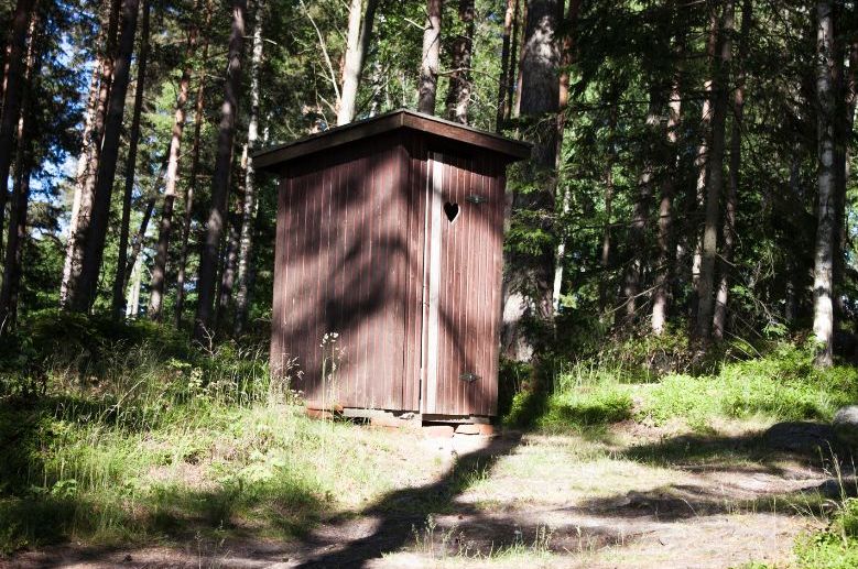 Brown mountain privy set on slightly raised ground