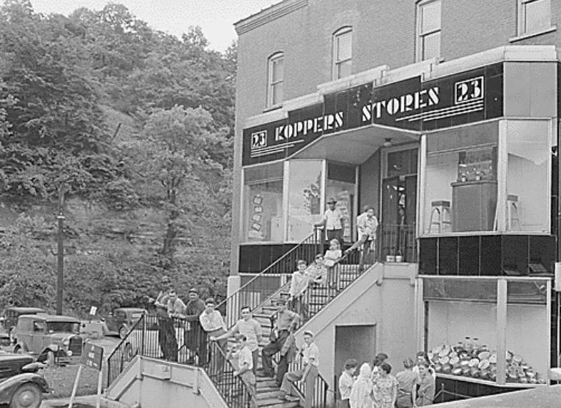 Coal company store building in a mining town where coal scrip was commonly used
