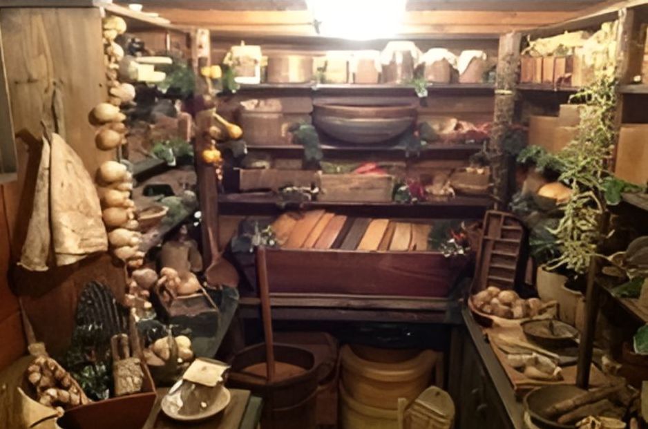Traditional storage room similar to those used in Appalachian root cellars for winter food
