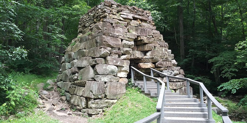 Iron furnaces in Appalachia stone stack at Cumberland Gap with intact structure and entry