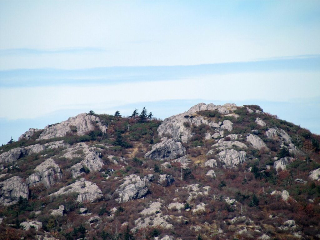 Rocky summit and exposed terrain in Grayson Highlands State Park