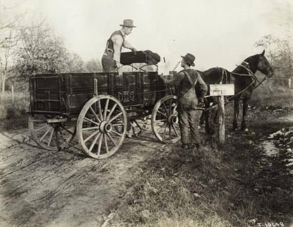 Rural Mail Delivery carrier serving a country route by wagon