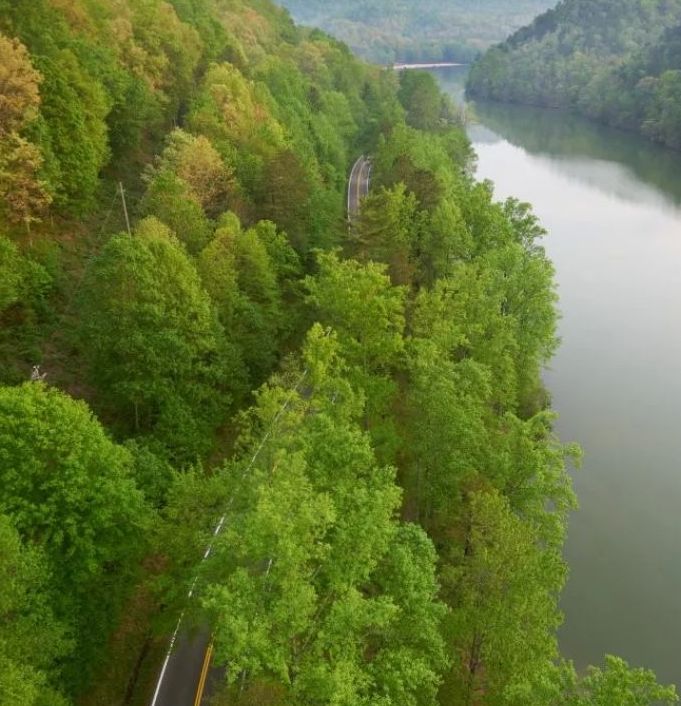 Back of the Dragon follows the shoreline through the mountains of Southwest Virginia.