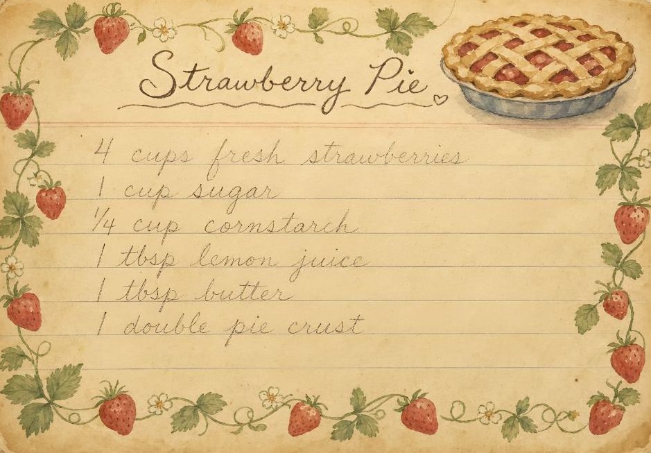Handwritten recipe card for a signature dish.
