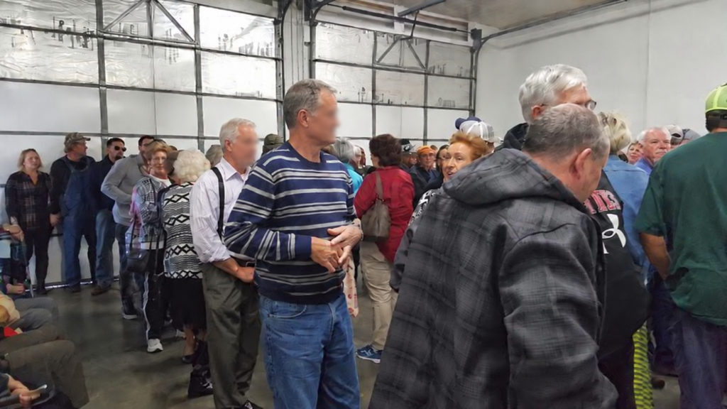 Crowds gather in line during the Appalachian fundraising meal Pancake Days in Meadows of Dan.